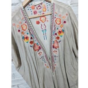 Altar'd State Embroidered Beige Blouse